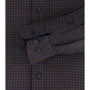 Chemise en flanelle petis carreaux marron bleu marine-4XL