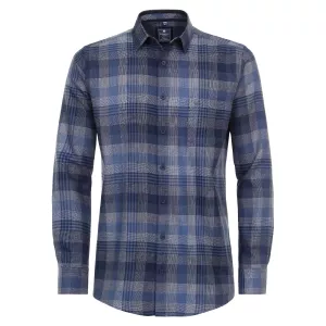 Chemise manche longue en flanelle grands carreaux bleu marine bleu de 2XL à 6XL