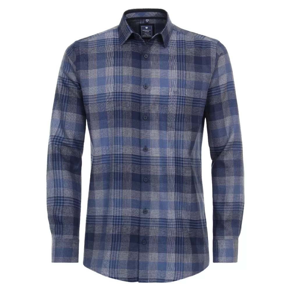 Chemise manche longue en flanelle grands carreaux bleu marine bleu de 2XL à 6XL-5XL