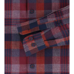 Chemise manche longue en flanelle grands carreaux marine bordeaux de 2XL à 6XL-4XL