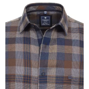 Chemise en flanelle grands carreaux marron bleu marine-2XL