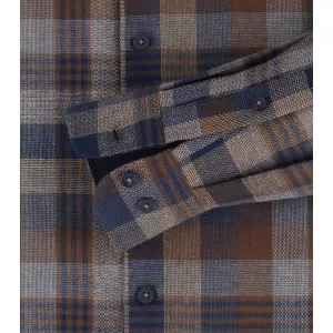 Chemise en flanelle grands carreaux marron bleu marine-2XL