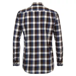 Chemise manche longue grand carreaux bleu marine brun blanc de 2XL à 6XL-3XL