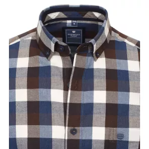 Chemise manche longue grand carreaux bleu marine brun blanc de 2XL à 6XL-3XL