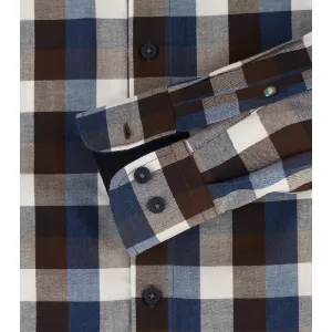Chemise manche longue grand carreaux bleu marine brun blanc de 2XL à 6XL-6XL