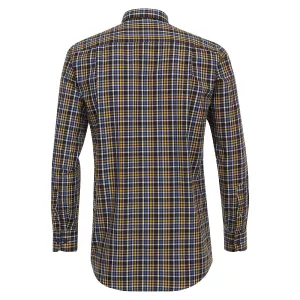 Chemise manche longue petits carreaux ocre marron bleu de 2XL à 6XL-5XL