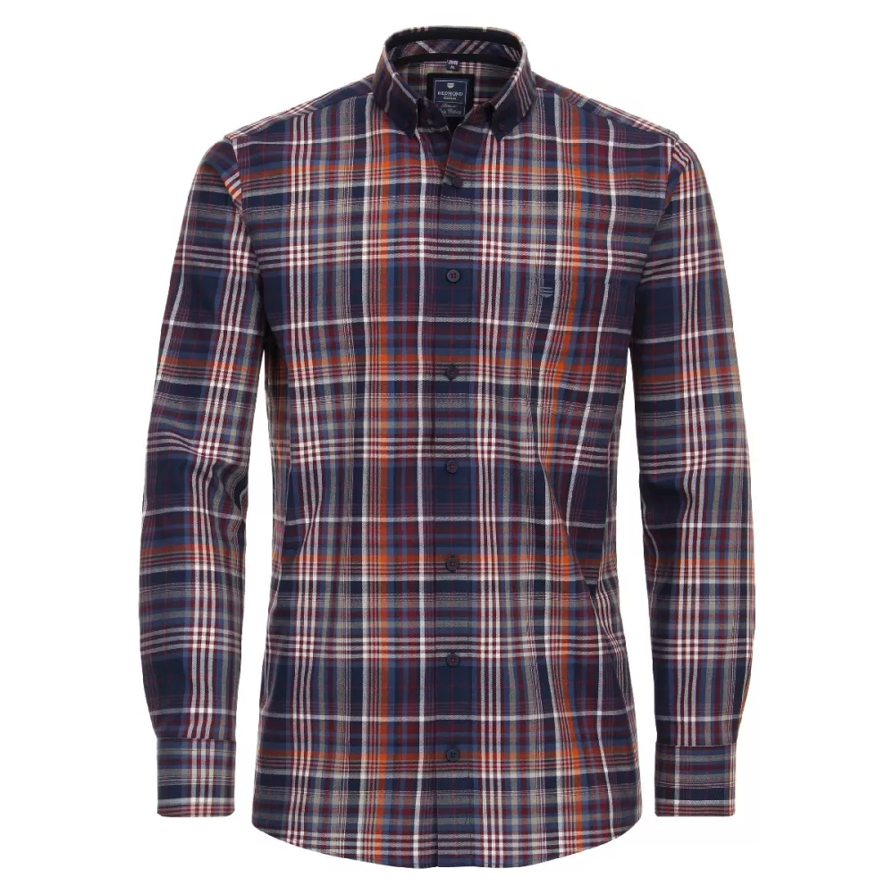 Chemise manche longue carreaux bordeaux orange marine  de 2XL à 6XL-3XL