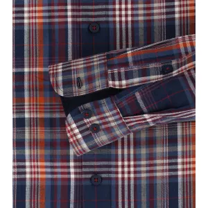 Chemise manche longue carreaux bordeaux orange marine  de 2XL à 6XL-2XL