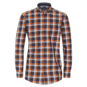 Chemise manche longue carreaux orange bleu marine de 2XL à 6XL