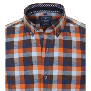 Chemise manche longue carreaux orange bleu marine de 2XL à 6XL-3XL