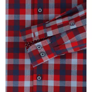 Chemise manche longue carreaux rouge bleu marine de 2XL à 6XL-5XL