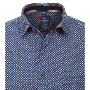 Chemise manche longue bleue motif de 2XL à 6XL-6XL