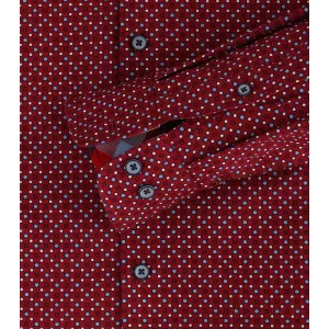 Chemise manche longue bordeaux motif de 2XL à 6XL-5XL