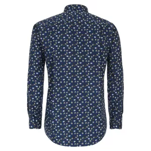 Chemise manche longue Motif sur bleu marine de 2XL à 6XL-5XL