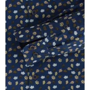 Chemise manche longue Motif sur bleu marine de 2XL à 6XL-6XL