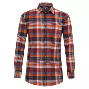 Chemise manche longue en flanelle carreaux rouge bleu marine de 2XL à 6XL