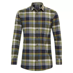 Chemise manche longue en flanelle carreaux vert  bleu marine de 2XL à 6XL