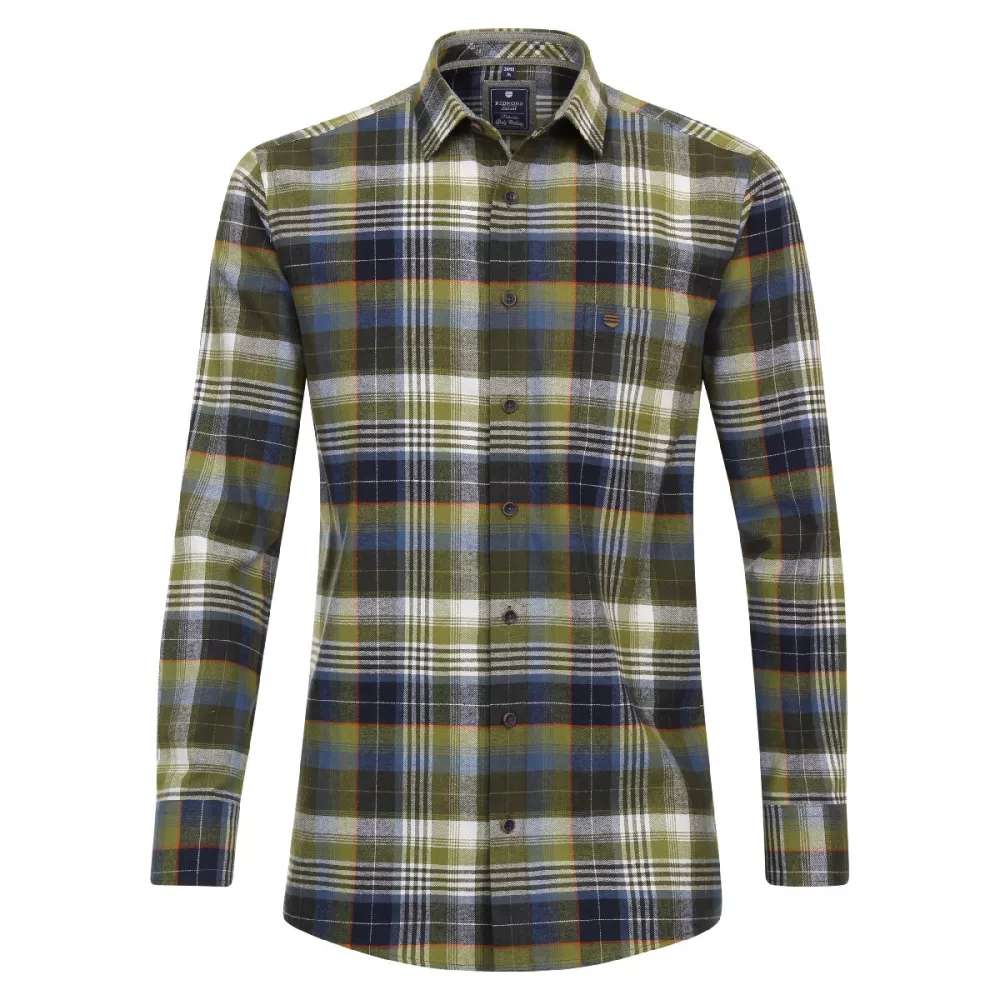 Chemise manche longue en flanelle carreaux vert  bleu marine de 2XL à 6XL-6XL