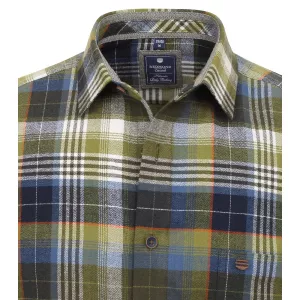 Chemise en flanelle carreaux vert  bleu marine-5XL