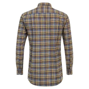 Chemise en flanelle petits carreaux marron ocre beige-4XL