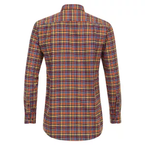 Chemise manche longue en flanelle petits carreaux orange bordeaux  ocre de 2XL à-6XL