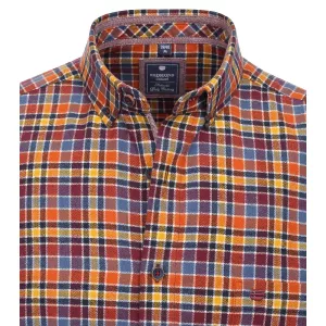 Chemise en flanelle petits carreaux orange bordeaux  ocre-6XL