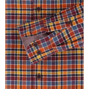 Chemise en flanelle petits carreaux orange bordeaux  ocre-2XL