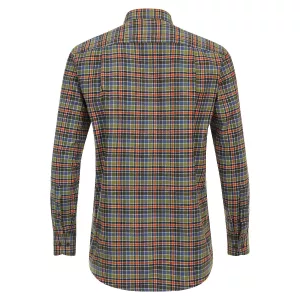 Chemise en flanelle petits carreaux vert marine orange-3XL