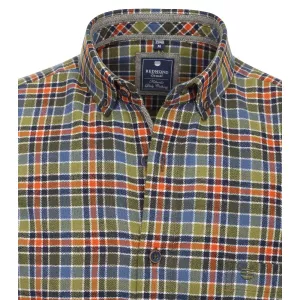 Chemise en flanelle petits carreaux vert marine orange-6XL