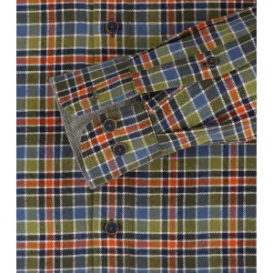 Chemise en flanelle petits carreaux vert marine orange-2XL