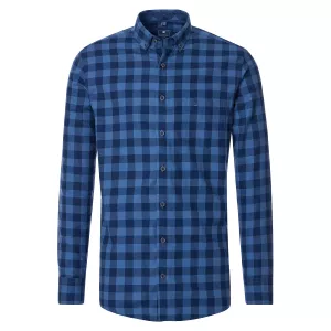 Chemise manche longue en flanelle carreaux bleu marine bleu de 2XL à 6XL-6XL