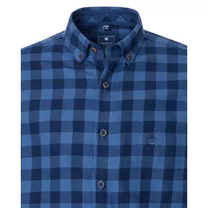 Chemise manche longue en flanelle carreaux bleu marine bleu de 2XL à 6XL-2XL