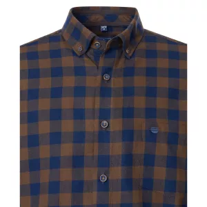 Chemise manche longue en flanelle carreaux marron bleu marine de 2XL à 6XL-2XL