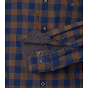 Chemise manche longue en flanelle carreaux marron bleu marine de 2XL à 6XL-6XL