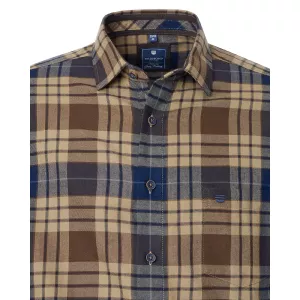 Chemise manche longue en flanelle tartan marron et bleu de 2XL à 6XL-5XL