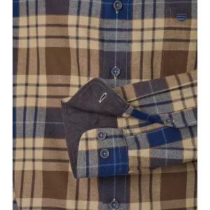 Chemise manche longue en flanelle tartan marron et bleu de 2XL à 6XL-2XL