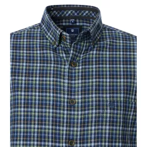 Chemise manche longue en flanelle petits carreaux vert bleu de 2XL à 6XL-2XL