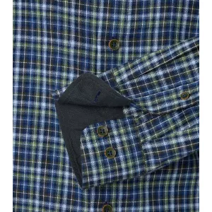 Chemise manche longue en flanelle petits carreaux vert bleu de 2XL à 6XL-4XL