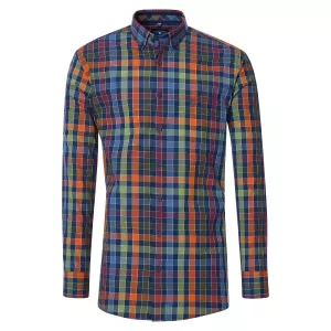 Chemise manche longue carreaux bleu orange vert de 2XL à 6XL