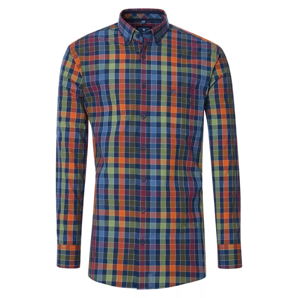 Chemise manche longue carreaux bleu orange vert de 2XL à 6XL-5XL