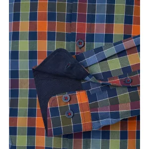 Chemise manche longue carreaux bleu orange vert de 2XL à 6XL-6XL