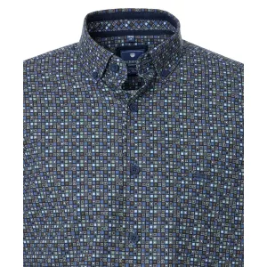 Chemise manche longue petit motif vert bleu de 2XL à 6XL-2XL