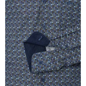 Chemise manche longue petit motif vert bleu de 2XL à 6XL-5XL