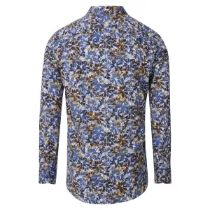 Chemise manche longue motif floral bleu marron  de 2XL à 6XL-6XL
