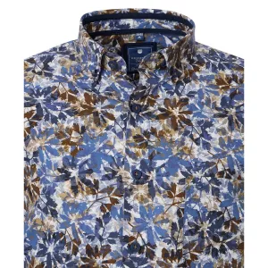 Chemise manche longue motif floral bleu marron  de 2XL à 6XL-4XL