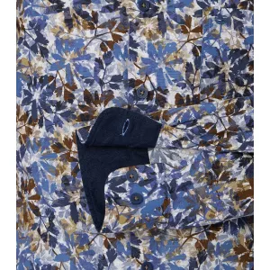 Chemise manche longue motif floral bleu marron  de 2XL à 6XL-2XL