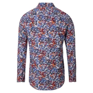 Chemise manche longue motif floral bleu bordeaux de 2XL à 6XL-4XL