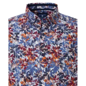 Chemise manche longue motif floral bleu bordeaux de 2XL à 6XL-5XL