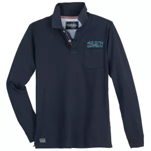 Polo manche longue bleu marine de 3XL à 10XL