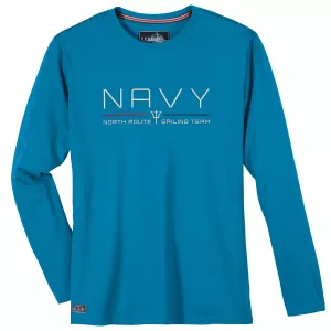T-shirt maritime manche longue bleu turquoise-3XL